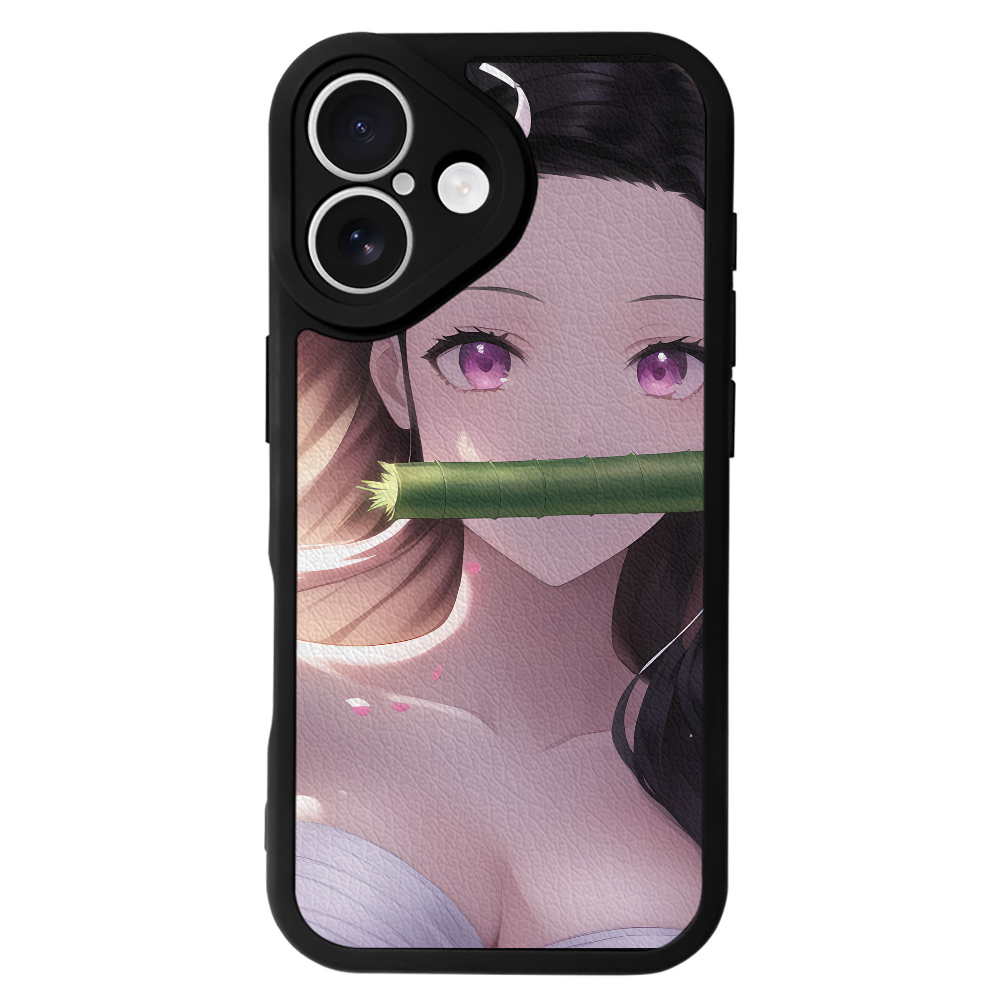 （画像用） 鬼滅の刃（きめつのやいば）竈門 禰󠄀豆子／かまど ねずこ Kamado Nezuko 【iPhone 16シリーズ対応】シリコンスマホケース（レザー調） 材質：シリコン